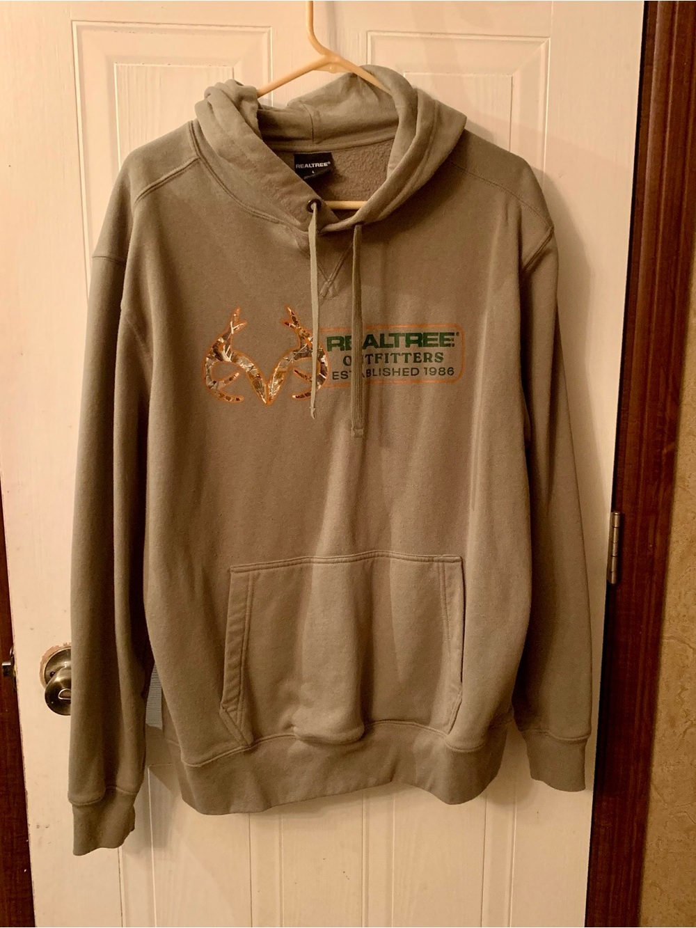 Realtree Outfitters Mens Pullover Hoodie Desert Taupe Graphic Sz Large